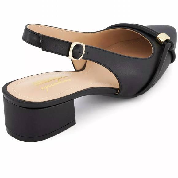NEW ANDREA women's slingback low heel pumps in black - Picture 4 of 4